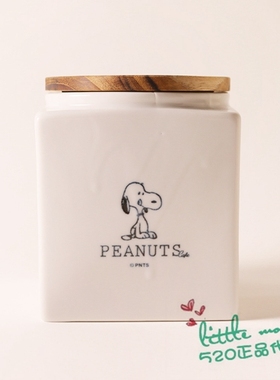 日本代购 Snoopy史努比 白色陶瓷调味料咖啡豆保存容器收纳罐