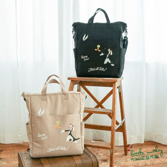 日本代购LOONEY TUNES崔弟 兔八哥 傻大猫单肩手提包双肩包斜挎包