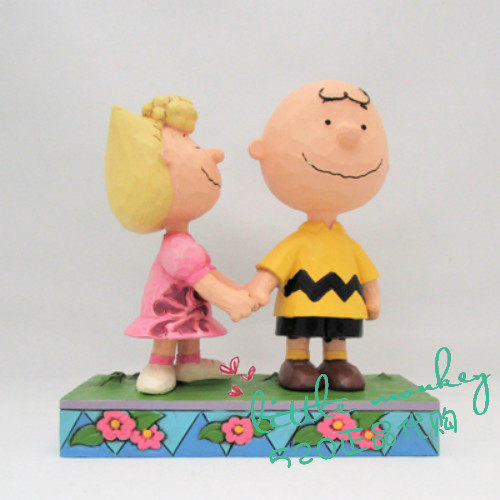 日本代购 snoopy史努比 查理布朗与妹妹 兄妹情深 手办公仔摆件