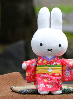 日本代购 Miffy米菲兔 穿红色和服 和风毛绒公仔布娃娃玩偶挂件