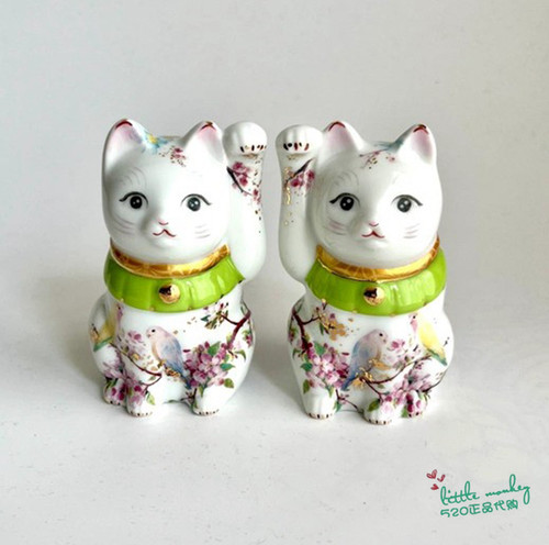 日本代购 招财猫猫 花鸟 陶瓷和风开运日式摆件
