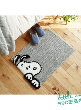 日本代购 Snoopy史努比 可爱灰色玄关入户卧室地垫防滑垫