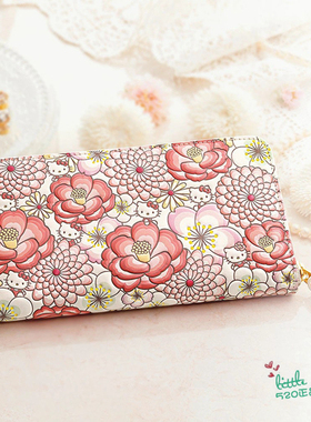 日本代购 HelloKitty凯蒂猫 职人手工传统技艺时尚真皮长款钱包