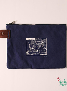 日本代购 Snoopy史努比 可爱藏蓝色化妆包洗漱包小物收纳包