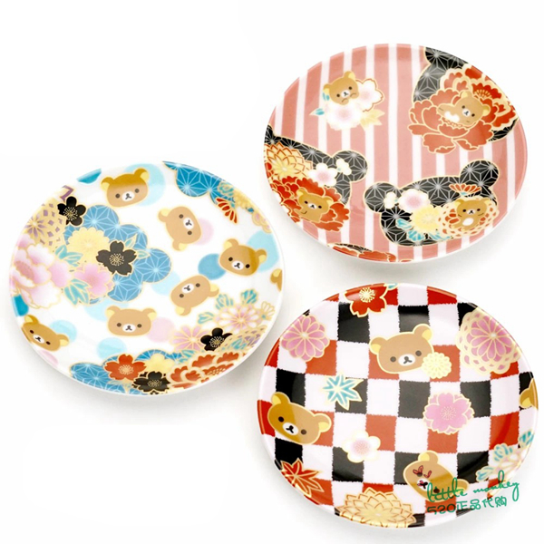 日本代购 Rilakkuma轻松熊 九谷烧 可爱陶瓷糕点甜品小菜碟 盘皿