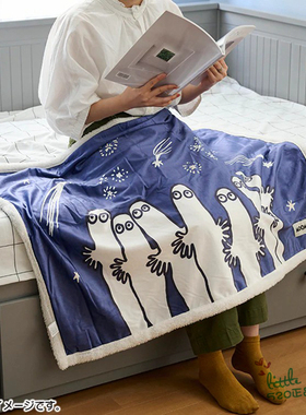 日本代购 Moomin精灵姆明 树精 蓝色温暖休闲毯 护膝毯 午休毯