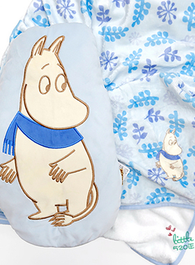 日本代购 Moomin精灵姆明 可爱浅蓝色抱枕毯靠垫毯休闲毯午休毯