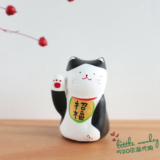 日本代购 招财猫 招福猫 右手 匠人手工 和风 可爱 开运摆件装饰
