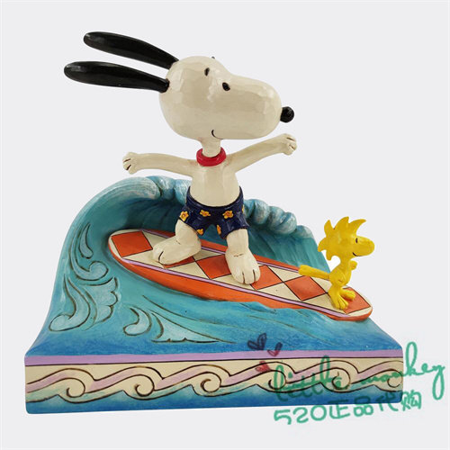 日本代购 snoopy史努比 小鸟 冲浪 可爱手办公仔家居装饰摆件