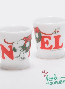 日本代购 Snoopy史努比 圣诞快乐 可爱 白色玻璃杯 马克杯 水杯