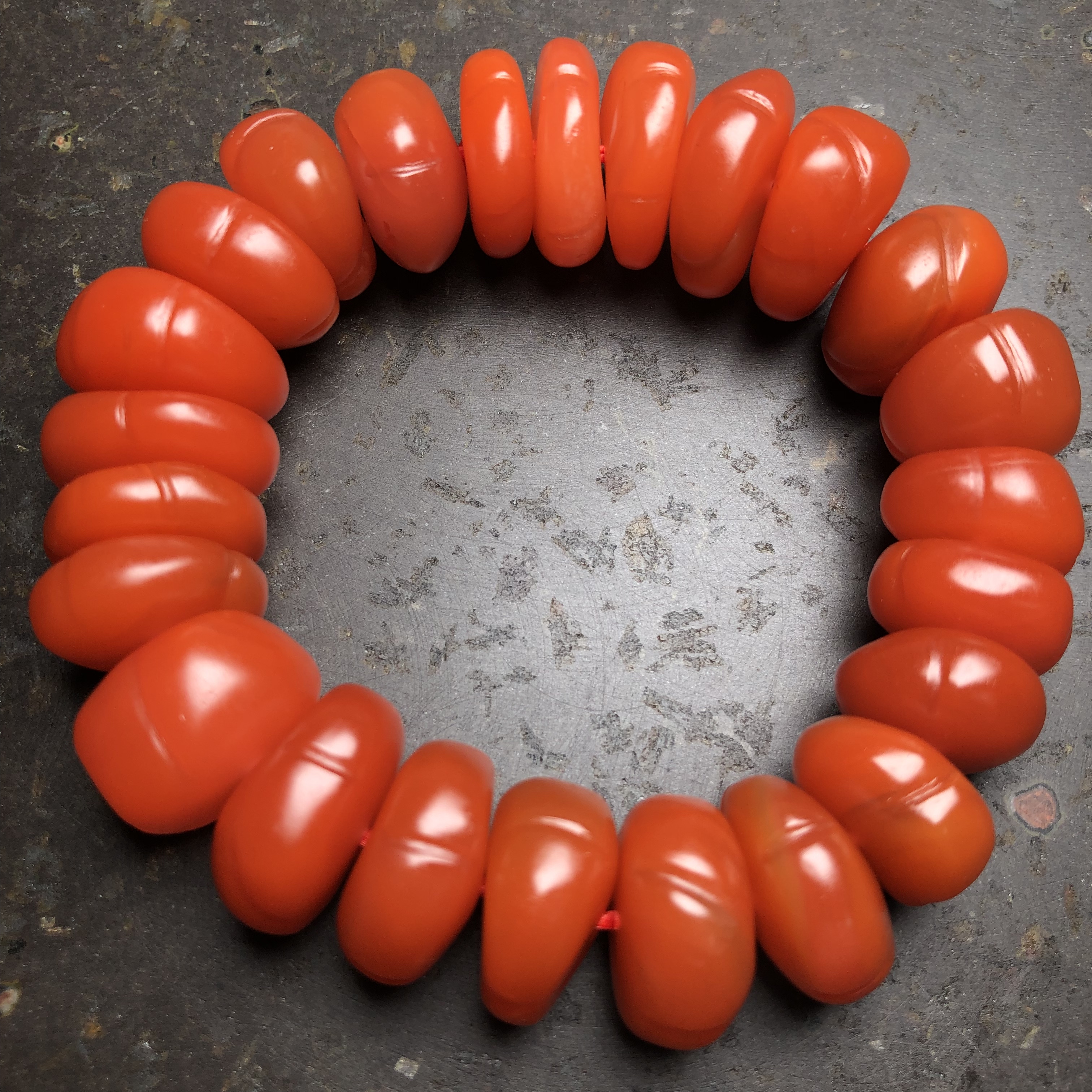 保山料南红玛瑙 天然原矿柿子红南瓜随形男款男士手串手链110.8克