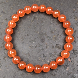 保山料南红玛瑙 手链7mm 天然原矿无裂冰红色女士圆珠手串单圈女款