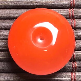 吊坠挂件 4.37克 无裂天然原矿柿子红平安扣男女款 凉山料南红玛瑙