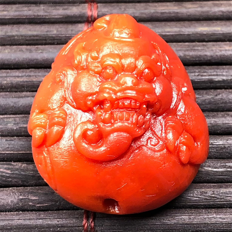 保山南红玛瑙 天然原矿满肉无裂柿子红锦红貔貅吊坠背云配饰7.2克