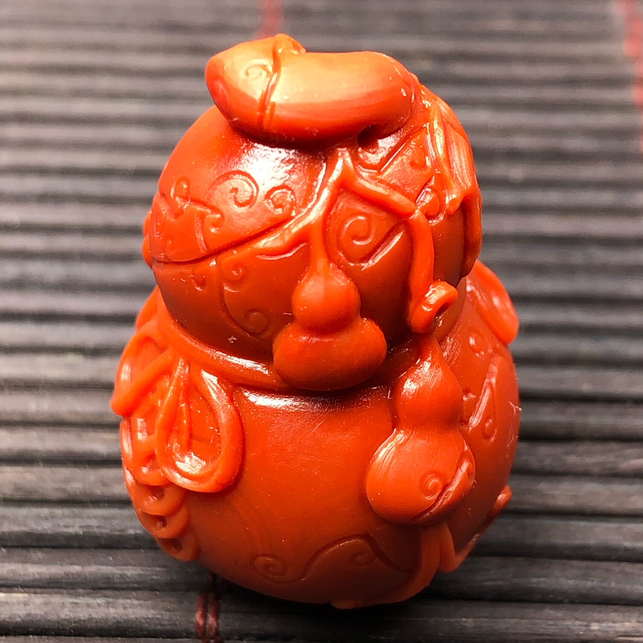 保山料南红玛瑙  无裂天然原矿柿子红锦红满肉葫芦挂件吊坠16.2克