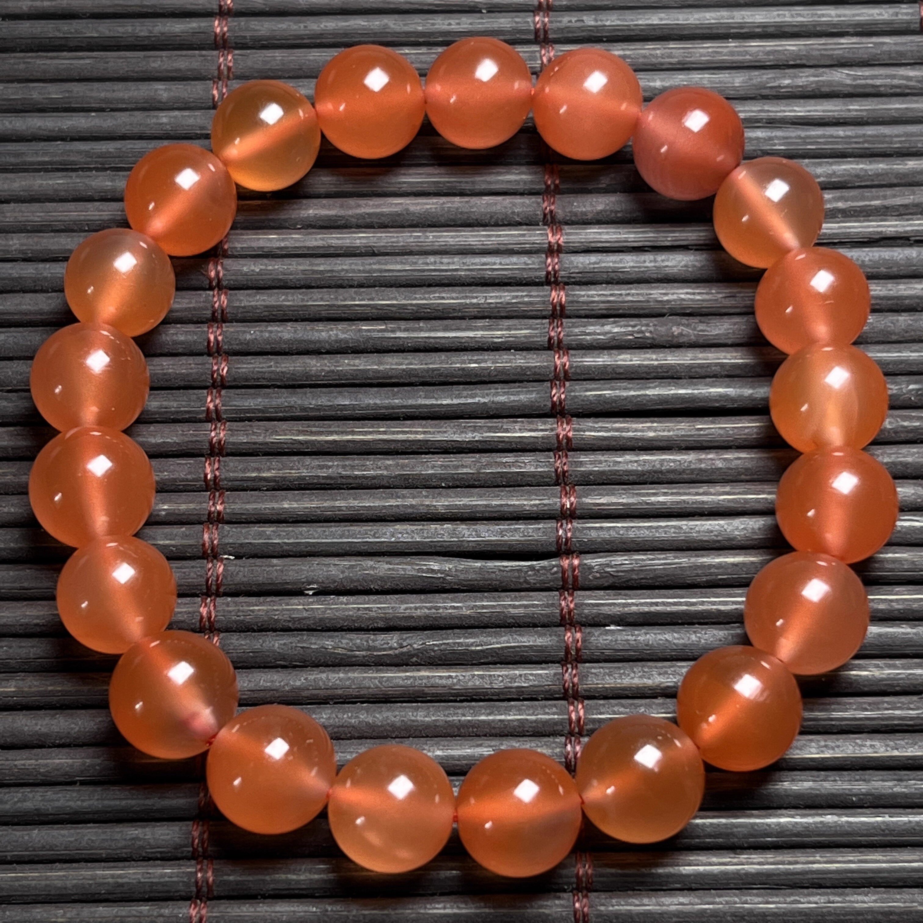 云南保山南红玛瑙 天然原矿冰红色圆珠单圈 女士女款手串手链 9mm