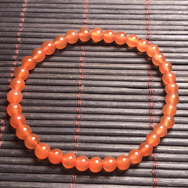 云南保山料南红玛瑙 天然原矿冰红圆珠女款女士手串 单圈手链 5mm