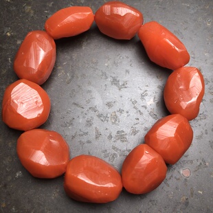 保山料南红玛瑙 天然原矿柿子红男款男士随形手串随型手链 93.3克