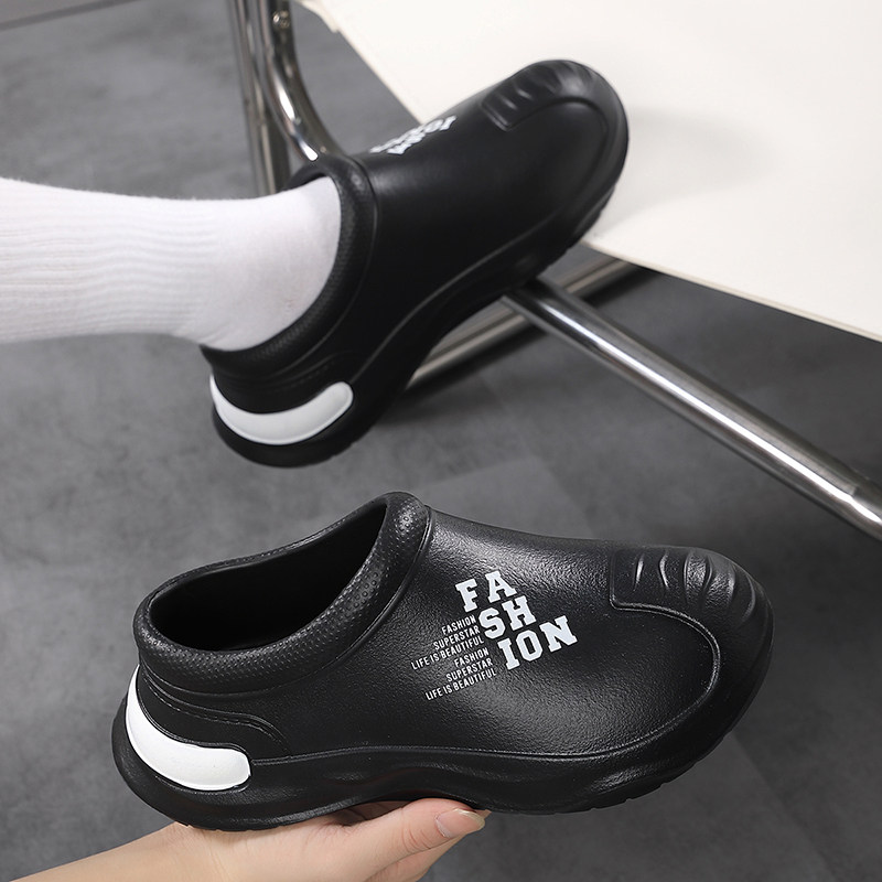 厚底一脚蹬防滑防水耐磨厨师鞋