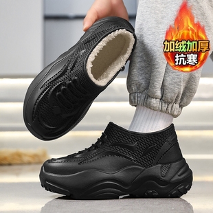 防水雪地靴男款冬季加绒保暖防滑外穿水鞋雨靴一体一脚蹬厨师棉鞋