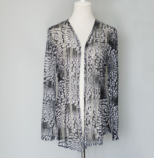 （不退换）工厂样衣处理 印花网眼纱女士长袖开衫中老年服饰