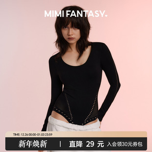 MIMI 性感镂空收腰显瘦连体衣女 FANTASY免穿文胸2025秋冬打底衫