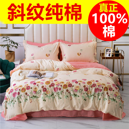 清仓特价100%全棉纯棉四件套床上用品被套 家纺床品床单双人4件套