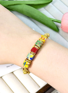 足银999电镀金色小众简约风山河万水手链