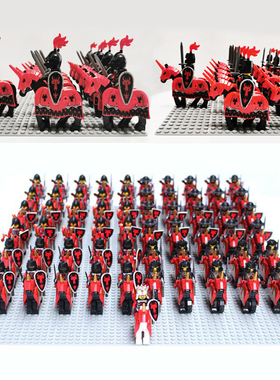 中世纪城堡黄金戒灵骑士斯巴达勇士战马人仔塑料积木儿童益智玩具