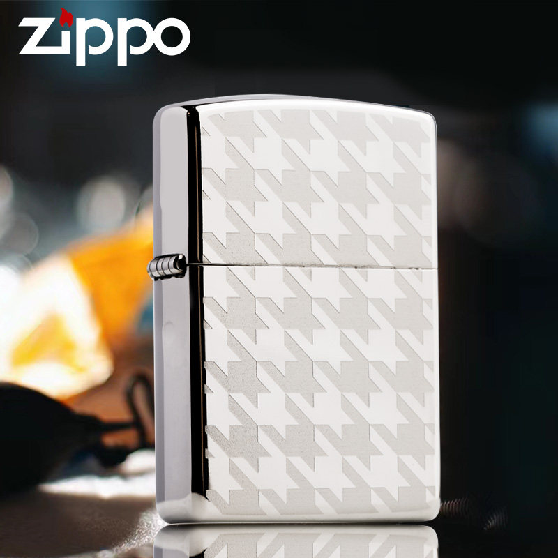 zippo千鸟格纹防风煤油打火机