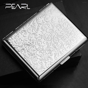 日本tsubota pearl坪田明珠烟盒双层唐草雕花100mm礼品男20支装