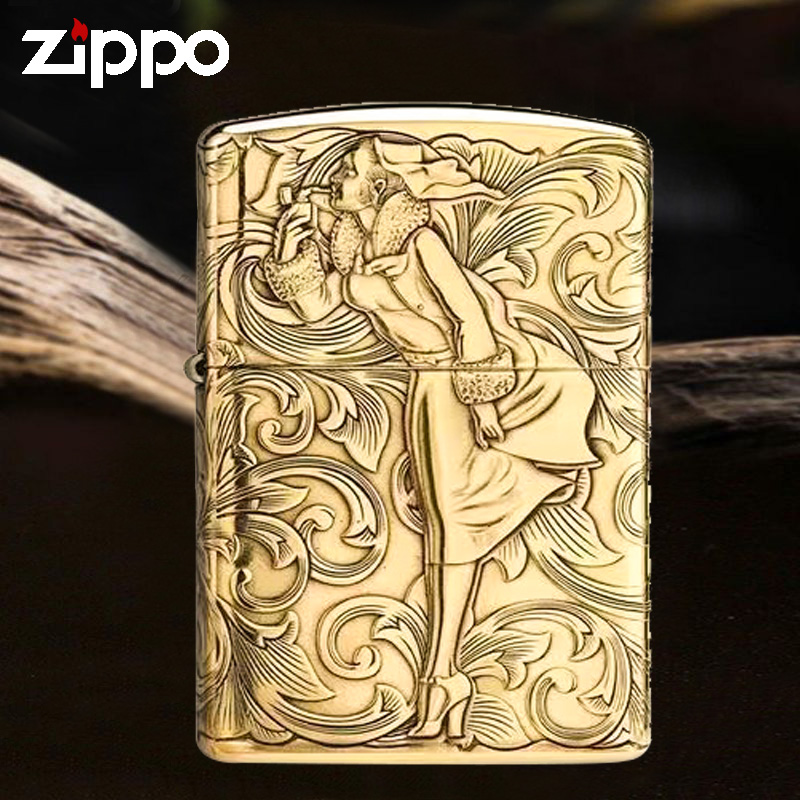 zippo打火机官方原装盔甲系列风中女郎大师出品煤油防风男士礼物
