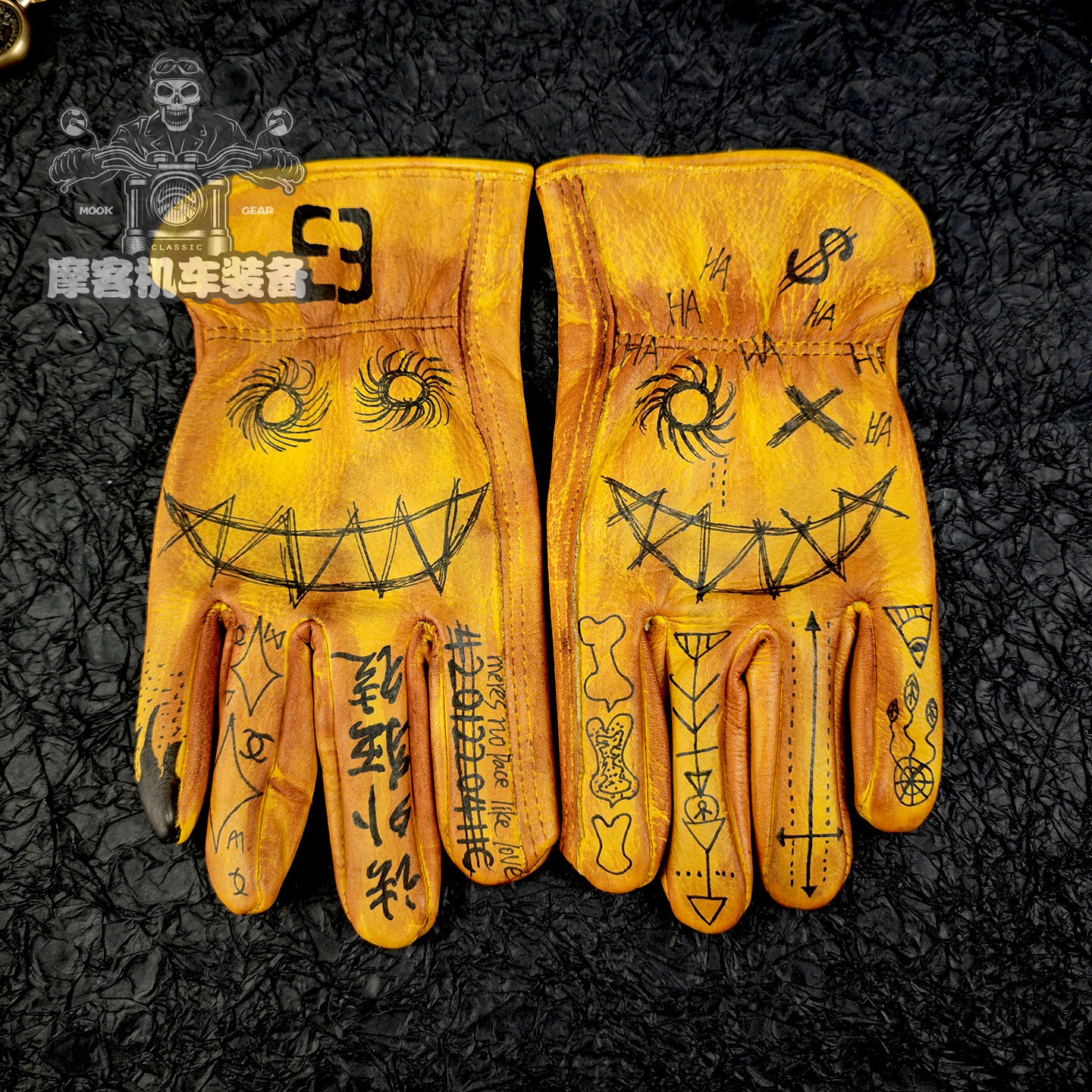 纯牛皮男女复古做旧摩托车机车骑士手套哈雷印第安宝马巡航无极
