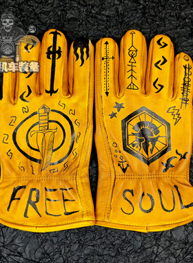 复古机车骑士手套科塔夫杀戮者做旧手绘头层牛皮男士摩托车机车