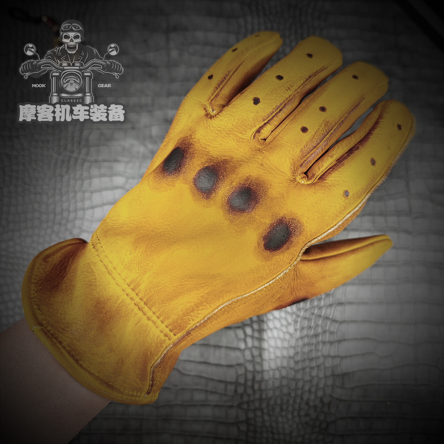 复古机车牛皮手套做旧小众摩托车手套哈雷印第安巡航骑士露营滑雪