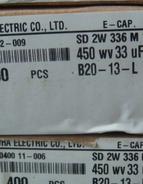450V33UF 进口全新 三和 电解电容 SD 2W 336 16X25 盒装短脚现货