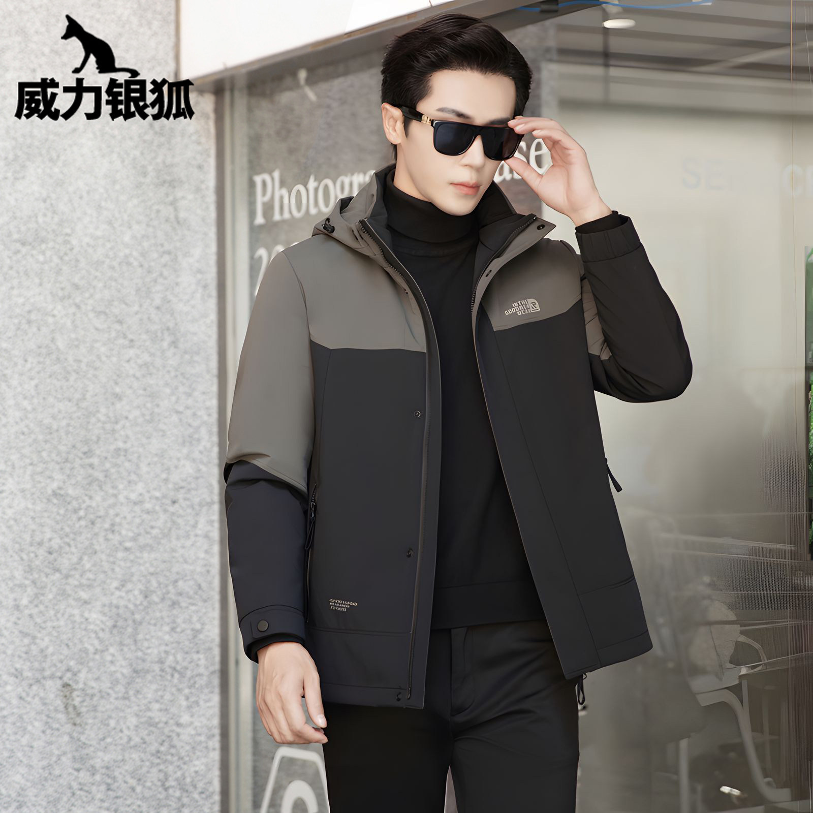 威力银狐貂内胆时尚派克皮毛一体