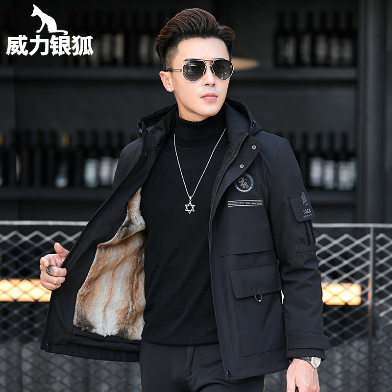 男士貂皮可拆卸内胆派克服男款海宁皮毛一体短款外套水貂皮草大衣