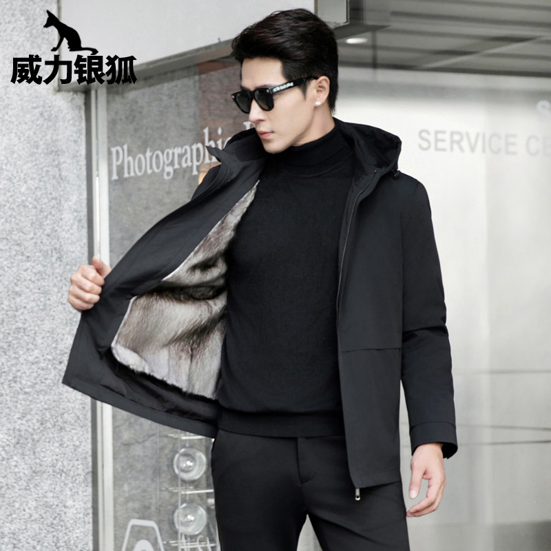 冬季男装水貂内胆派克服可拆卸内胆男海宁貂皮尼克服灰貂皮毛一体