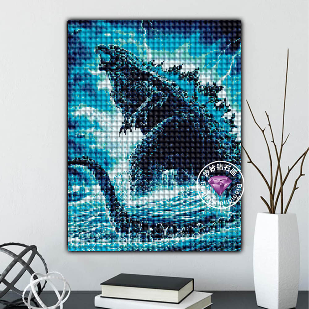 2026新款怪兽 哥斯拉钻石画儿童房男孩手工小学生DIY十字绣砖石画