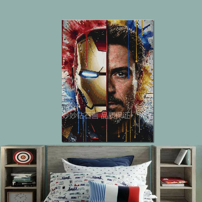2026新款漫威IRONMAN钢铁侠钻石画儿童男孩DIY手工砖石点钻十字绣