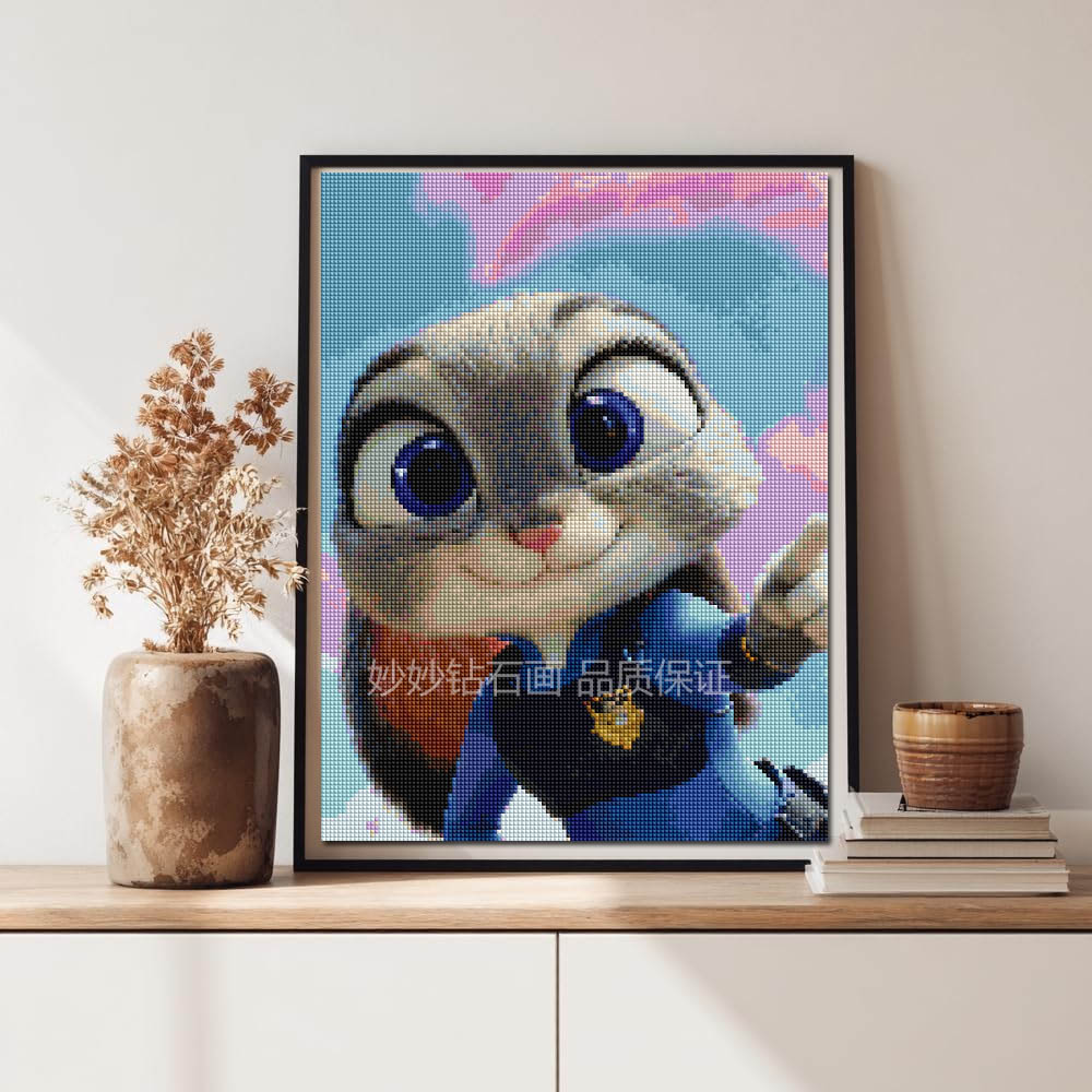 2026新款朱迪兔子警官钻石画儿童床头画女孩diy手工贴砖石十字绣