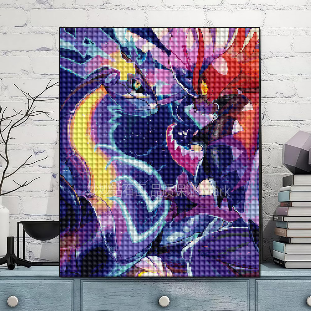 宝可梦朱紫满贴钻石画儿童房床头挂画男孩5DIY手工水晶砖石十字绣