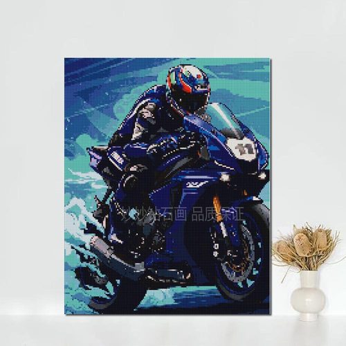 雅马哈摩托车钻石画客厅装饰画男生男孩DIY手工儿童房间床头挂画