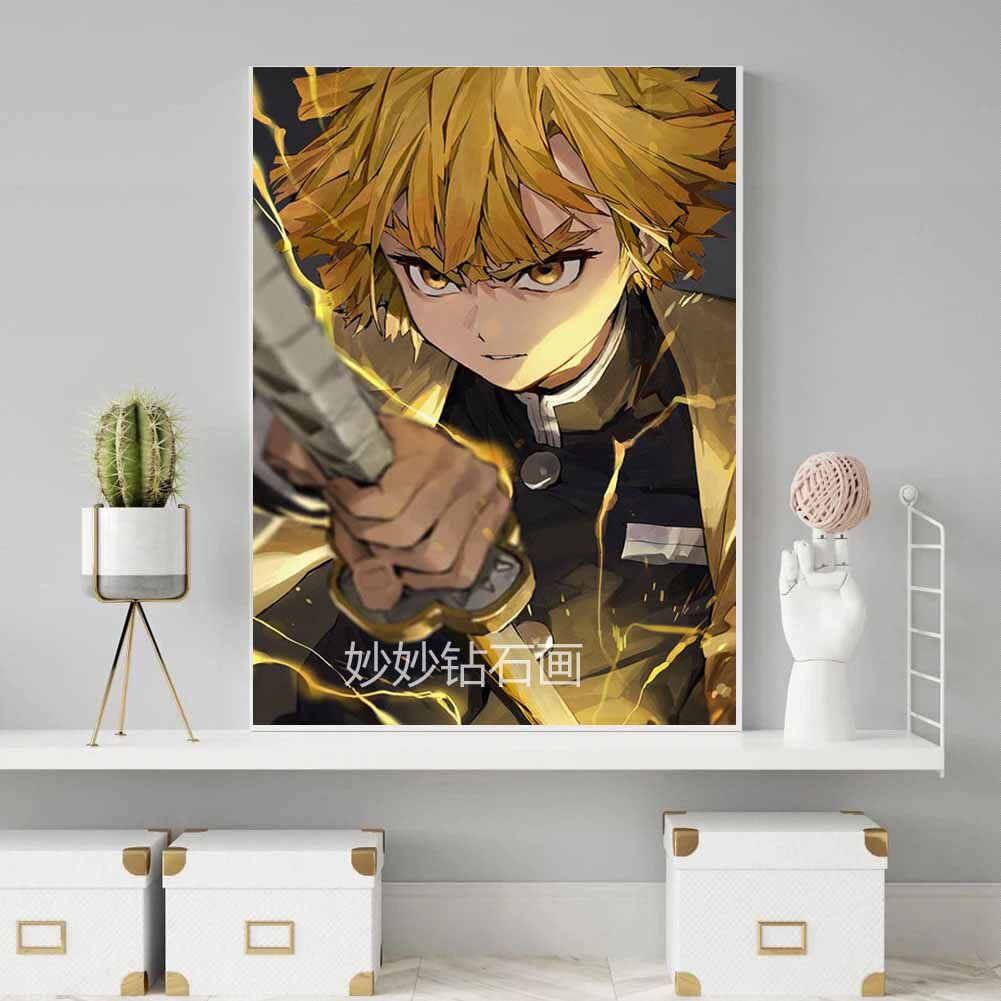 鬼灭之刃钻石画我妻善逸儿童床头挂画DIY手工男孩砖石绣2026新款