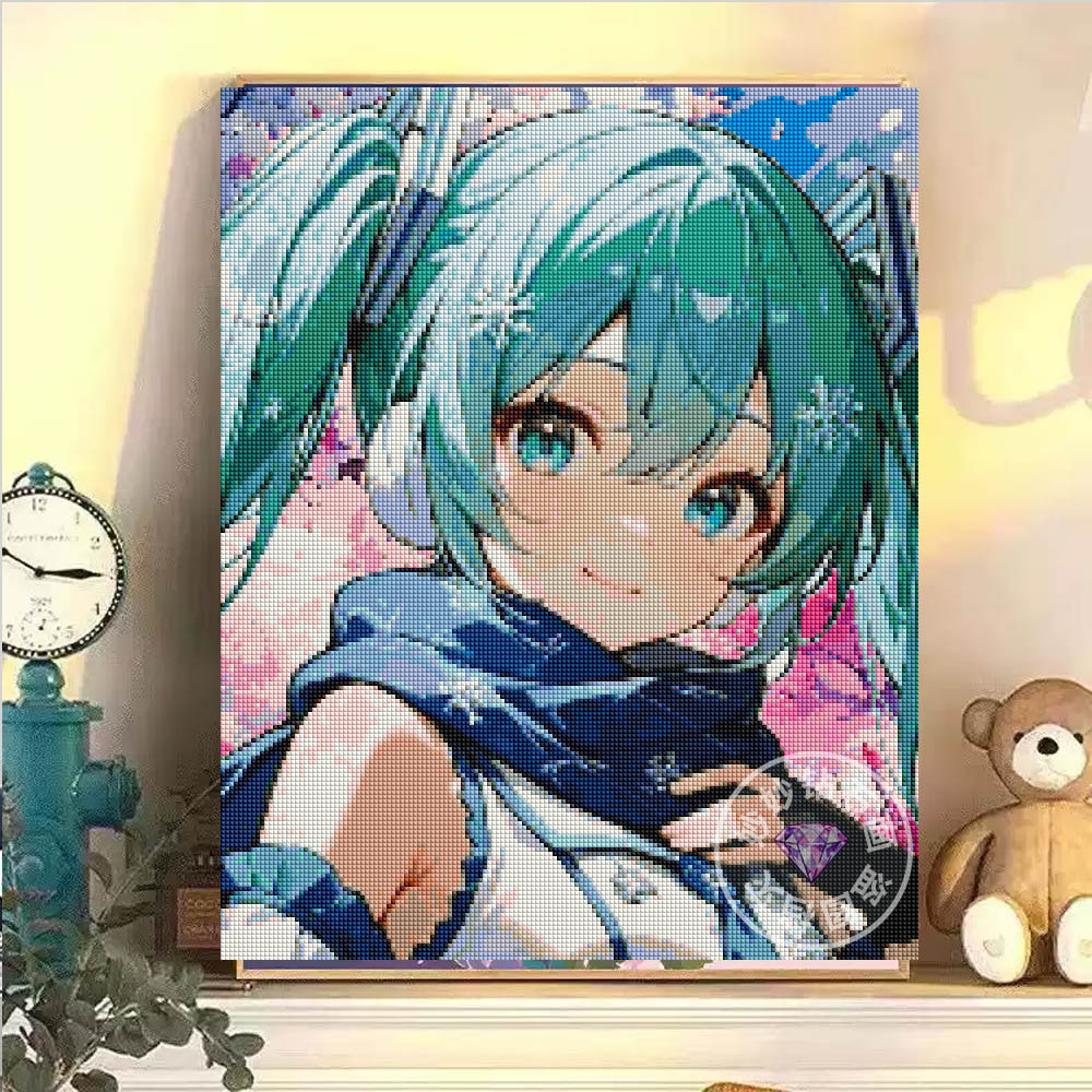 方钻MUKI初音未来钻石画高颜值男孩女孩二次元动漫手工DIY点钻画