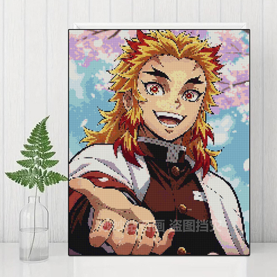 动漫炼狱杏寿郎钻石画diy成人手工点钻十字绣鬼灭之刃demonslayer