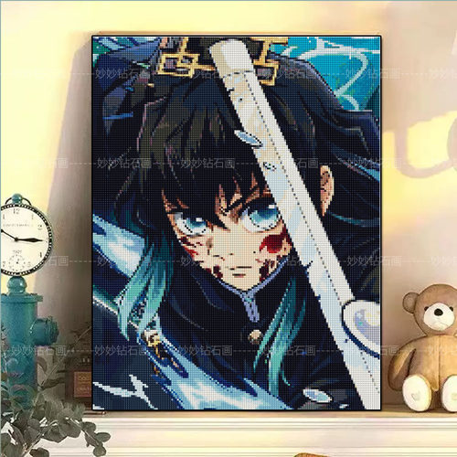 时透无一郎钻石画儿童鬼灭之刃男孩DIY砖石马赛克刺绣Demonslayer