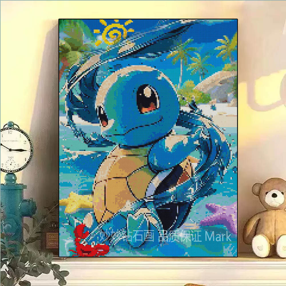 2026新款杰尼龟宝可梦钻石画儿童房床头装饰画男孩DIY手工砖石绣