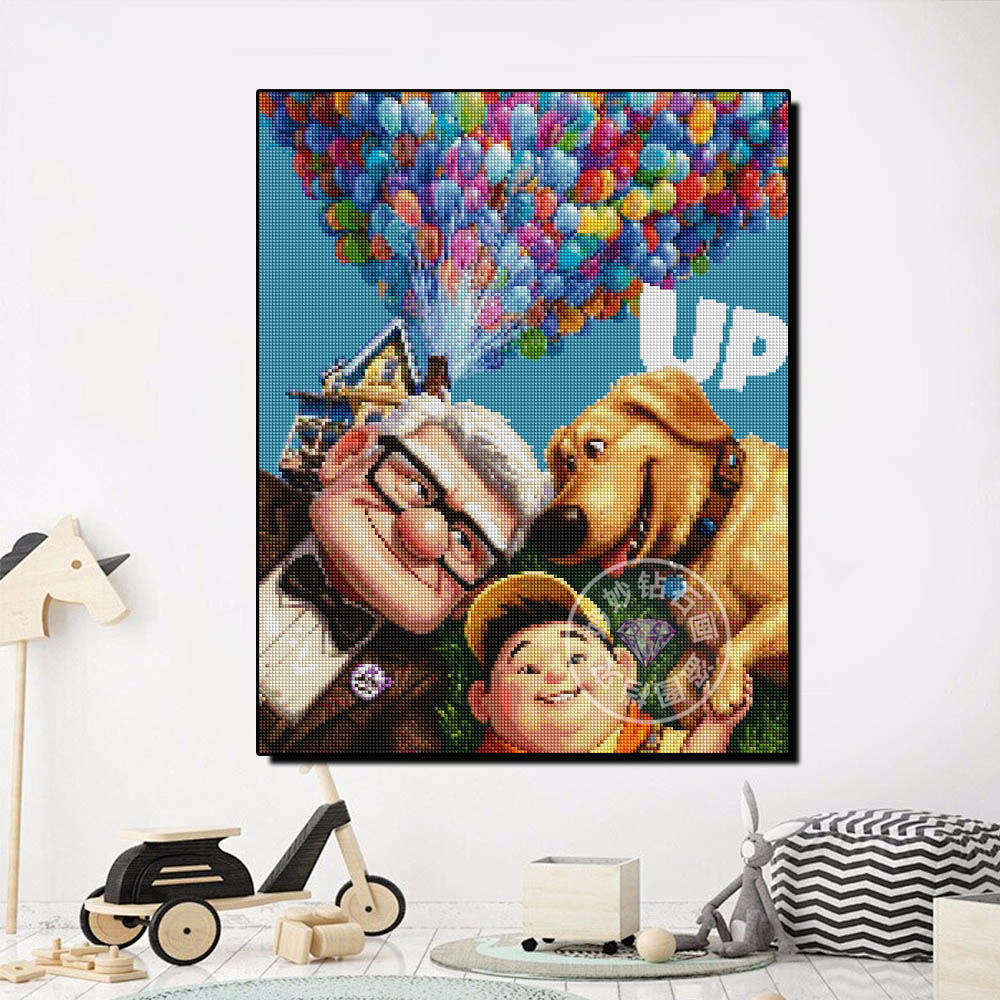 UP飞屋环游记钻石画儿童房床头挂画小男孩5diy手工镶钻水晶十字绣